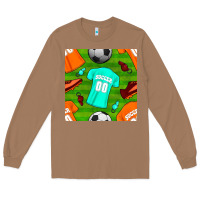 Toasted Coconut soccer ball uniform and shoes seamless pattern Long Sleeve Tee - BundleAndBundleShop