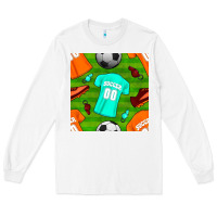 White soccer ball uniform and shoes seamless pattern Long Sleeve Tee - BundleAndBundleShop