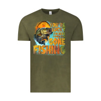 Vintage Olive youre lucky im here i could have gone fishing Vintage Tee - NancyCooperArtShop