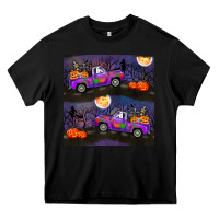 Black halloween spooky truck seamless pattern Heavy Core Tee - BundleAndBundleShop