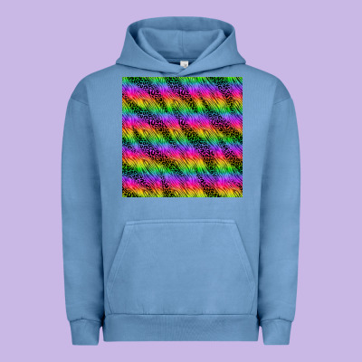 Neon Rainbow Leopard Zebra Seamless Pattern Urban Hoodie Designed By Bundleandbundleshop