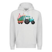 Dove Grey christmas tree tractor Premium Hoodie - CowGirlArtShop