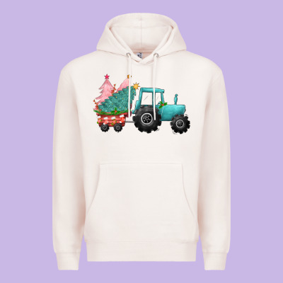 Christmas Tree Tractor Premium Hoodie Designed By Cowgirlartshop