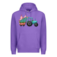 Purple christmas tree tractor Premium Hoodie - CowGirlArtShop