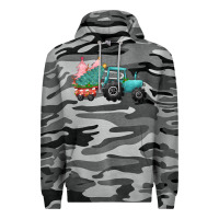 Slate Camo christmas tree tractor Premium Hoodie - CowGirlArtShop