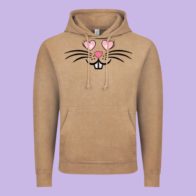 Bunny Face Easter Vintage Hoodie Designed By Maliassmallbusiness
