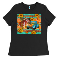 Black Farm life fall barn and truck Ladies Tee - Artiststas