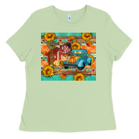 Matcha Farm life fall barn and truck Ladies Tee - Artiststas