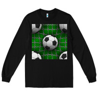 Black soccer ball with goal nets seamless pattern Long Sleeve Tee - BundleAndBundleShop