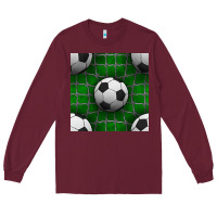 Burgundy soccer ball with goal nets seamless pattern Long Sleeve Tee - BundleAndBundleShop