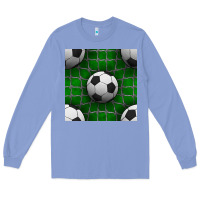 Colony Blue soccer ball with goal nets seamless pattern Long Sleeve Tee - BundleAndBundleShop
