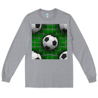 Heather Grey soccer ball with goal nets seamless pattern Long Sleeve Tee - BundleAndBundleShop