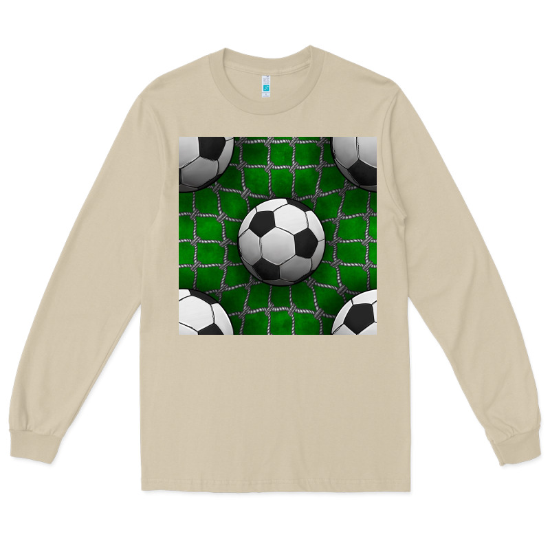 Soccer Ball With Goal Nets Seamless Pattern Long Sleeve Tee by BundleAndBundleShop | Teevron