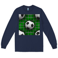 Navy soccer ball with goal nets seamless pattern Long Sleeve Tee - BundleAndBundleShop