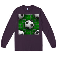 Plum soccer ball with goal nets seamless pattern Long Sleeve Tee - BundleAndBundleShop