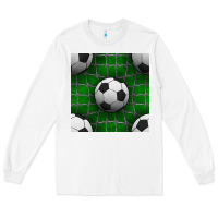 White soccer ball with goal nets seamless pattern Long Sleeve Tee - BundleAndBundleShop