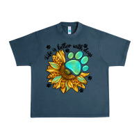 Midnight Navy life is better with dogs Urban Heavy Tee - NancyCooperArtShop