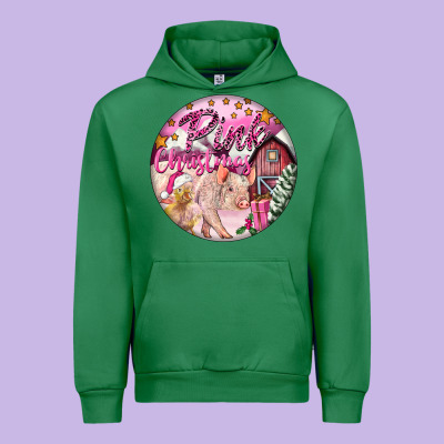Pink Christmas Pig Urban Hoodie Designed By Fadigitalartstudio