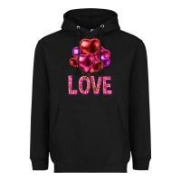 Black Love heart balloons Valentine's Day Heavyweight Hoodie - HowdyJamesFarm