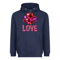Navy Love heart balloons Valentine's Day Heavyweight Hoodie - HowdyJamesFarm