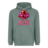 Sage Love heart balloons Valentine's Day Heavyweight Hoodie - HowdyJamesFarm