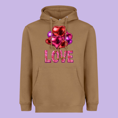 Love Heart Balloons Valentine's Day Heavyweight Hoodie Designed By Howdyjamesfarm