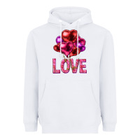 White Love heart balloons Valentine's Day Heavyweight Hoodie - HowdyJamesFarm