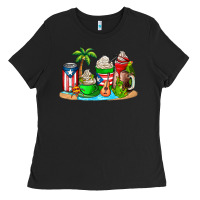 Black puerto rico coffee cups Ladies Tee - AdoDesignShop
