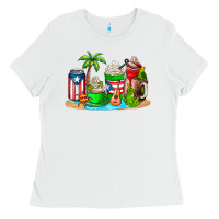 White puerto rico coffee cups Ladies Tee - AdoDesignShop