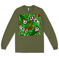 Army Green soccer gnomes and hearts seamless pattern Long Sleeve Tee - BundleAndBundleShop