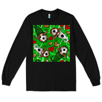 Black soccer gnomes and hearts seamless pattern Long Sleeve Tee - BundleAndBundleShop