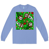 Colony Blue soccer gnomes and hearts seamless pattern Long Sleeve Tee - BundleAndBundleShop