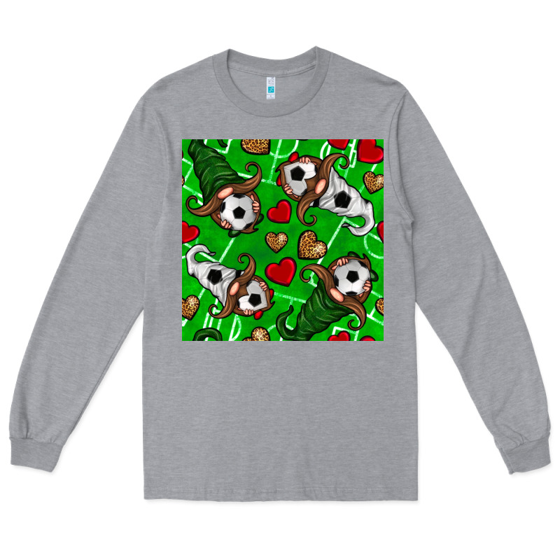 Soccer Gnomes And Hearts Seamless Pattern Long Sleeve Tee by BundleAndBundleShop | Teevron
