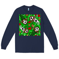 Navy soccer gnomes and hearts seamless pattern Long Sleeve Tee - BundleAndBundleShop