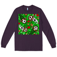 Plum soccer gnomes and hearts seamless pattern Long Sleeve Tee - BundleAndBundleShop