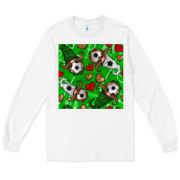 White soccer gnomes and hearts seamless pattern Long Sleeve Tee - BundleAndBundleShop