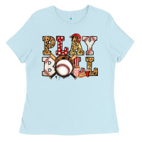 Baby Blue baseball play ball Ladies Tee - Jasminsmagicworld