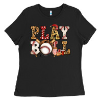 Black baseball play ball Ladies Tee - Jasminsmagicworld