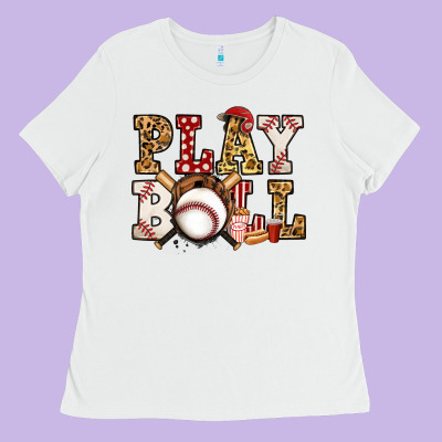 Baseball Play Ball Ladies Tee Designed By Jasminsmagicworld