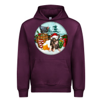 Mauve Wine Christmas Pig With Chicken Urban Hoodie - FaDigitalArtStudio