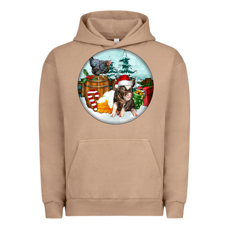 Christmas Pig With Chicken Urban Hoodie by FaDigitalArtStudio | Teevron