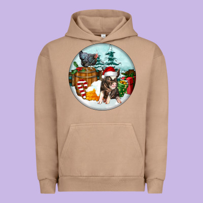Christmas Pig With Chicken Urban Hoodie Designed By Fadigitalartstudio