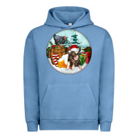 Pigment Pebble Blue Christmas Pig With Chicken Urban Hoodie - FaDigitalArtStudio