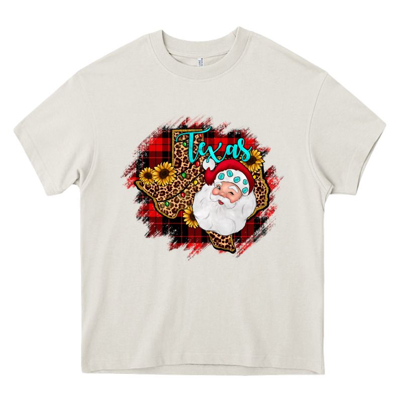 Texas Santa Wood Slice Ornament Heavy Core Tee by JahusDesignShop | Teevron