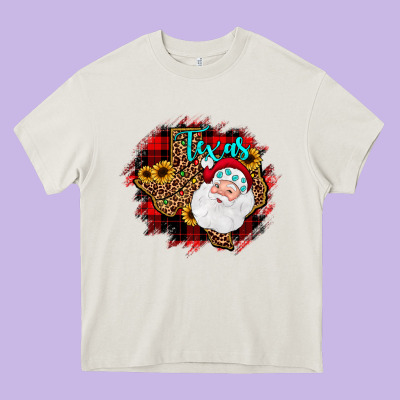 Texas Santa Wood Slice Ornament Heavy Core Tee Designed By Jahusdesignshop