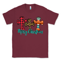 Burgundy merry Christmas cross Classic Tee - CowhideDigitalArt