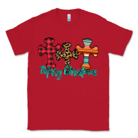 Red merry Christmas cross Classic Tee - CowhideDigitalArt