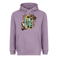 Lavender Love boots hat western Cowboy Heavyweight Hoodie - HowdyJamesFarm