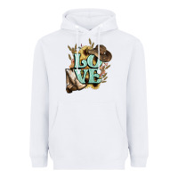 White Love boots hat western Cowboy Heavyweight Hoodie - HowdyJamesFarm