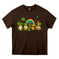 Chocolate Brown st patricks gnomes with rainbow Heavy Core Tee - AdoDesignShop